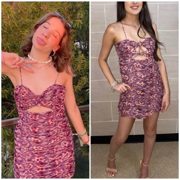 NWT Zara Blogger’s Favorite Chiffon Ruched Cutout Strappy Draped Mini Dress - Picture 11 of 16